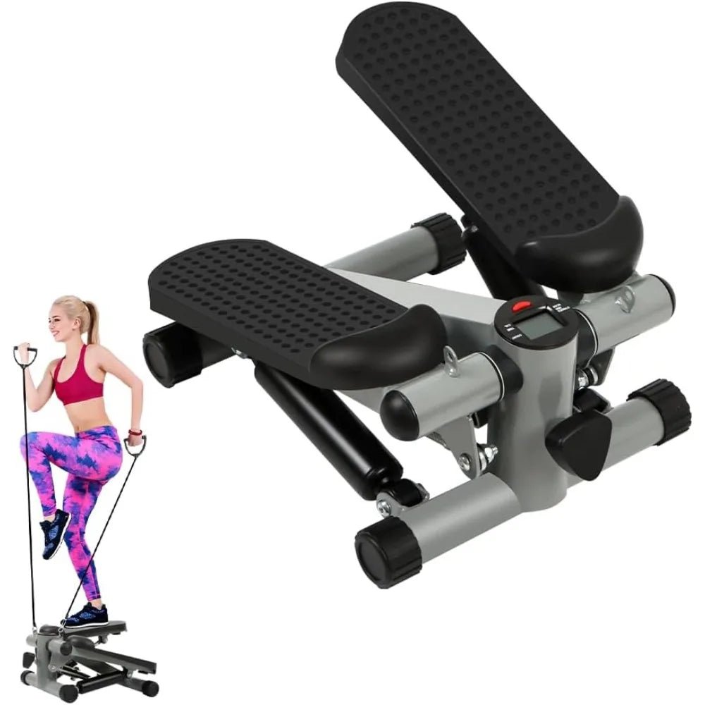 Mini Steppers Exercise Machine with Resistance Bands for Full Body Workouts, Compact Cardio