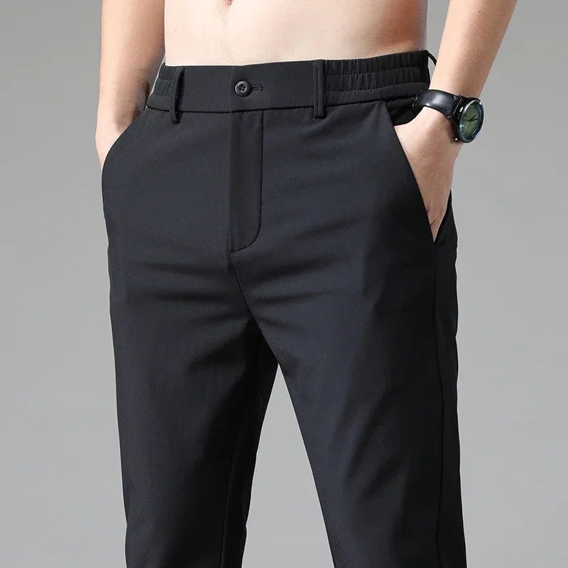 Men’s Black Stretch Casual Pants – Tailored Comfort for Everyday Style - CasualFlowshop