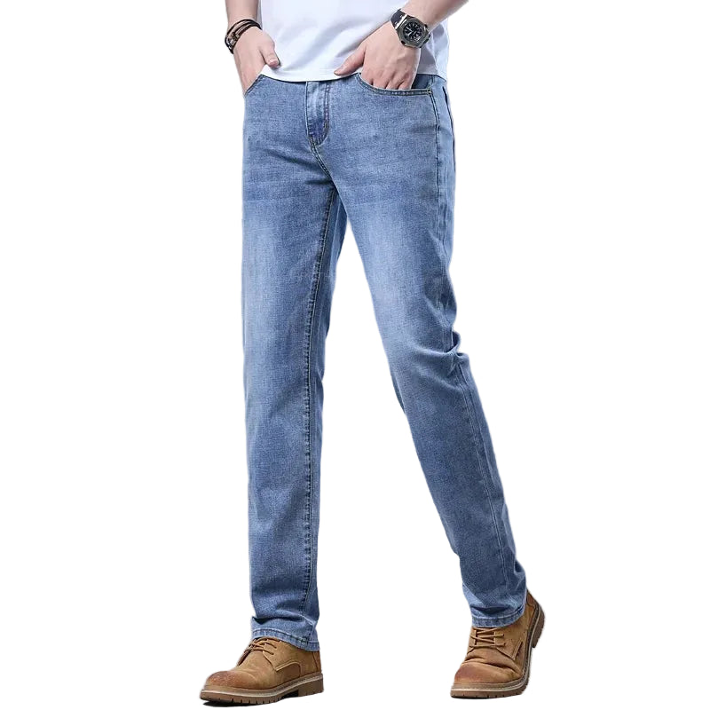 Men's straight-leg jeans in stretch cotton-blend denim at Casual Flow Sho