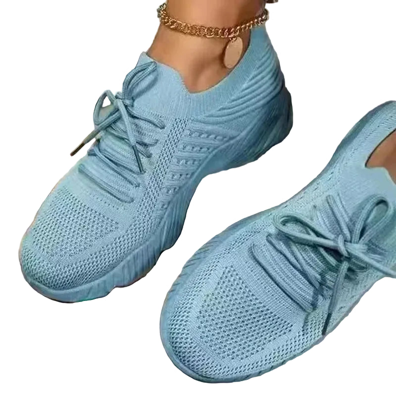 Women's Light Blue mesh sneakers with matching laces and textured soles at Casual Flow Shop