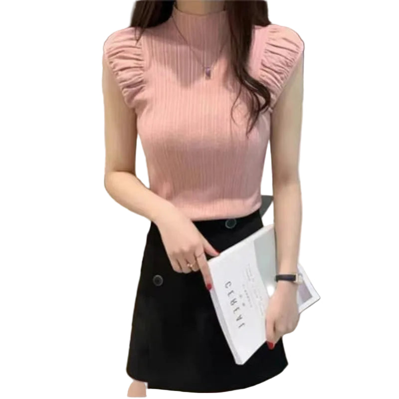 Women's Ribbed High-Neck Tank Top  - At Casualflowshop