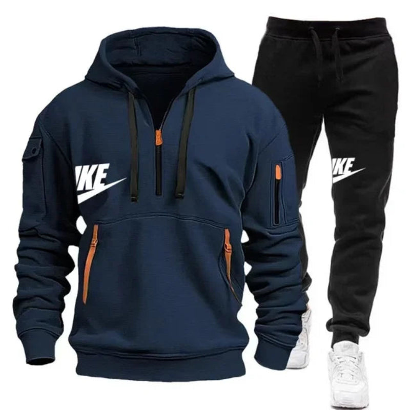 Men's Casual Jogger Sportswear Set – Multi-Pocket Hoodie & Sweatpants - CasualFlowshop