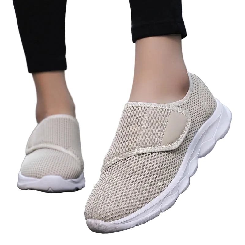 Women's Wide Fit Orthopedic Slip Beige Color shoes.