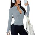 Women's quick-dry sports jacket in blue – lightweight sun protection top for running and yoga
