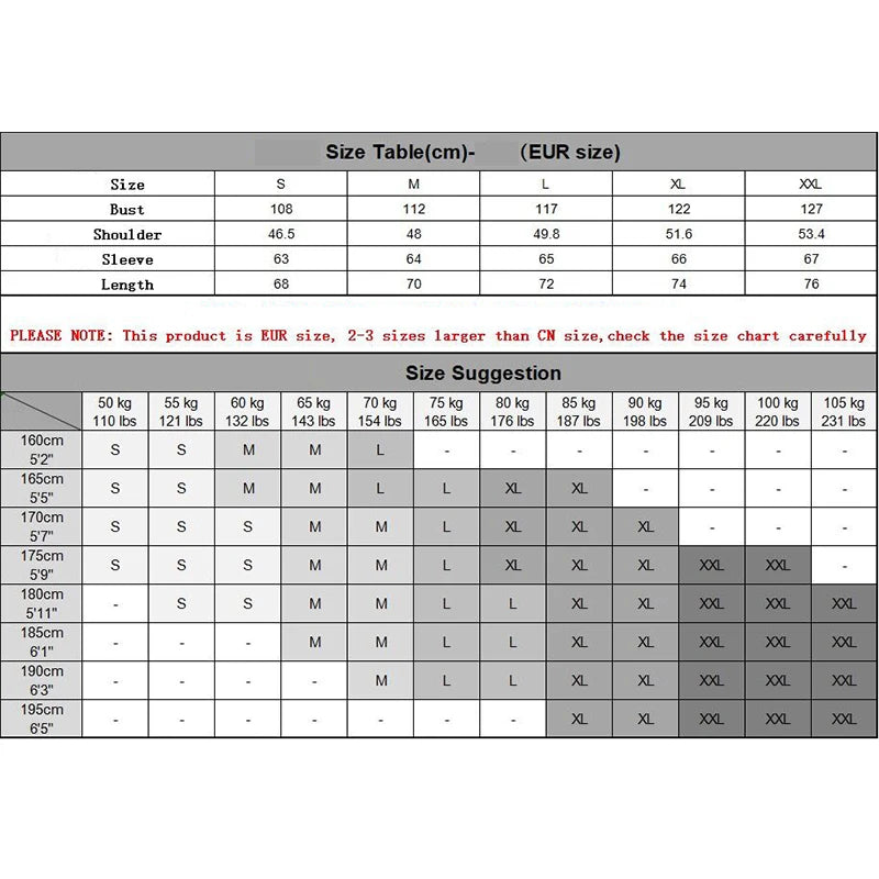 chart of the Men’s fleece half-zip pullover sweatshirt at Casual Flow Shop