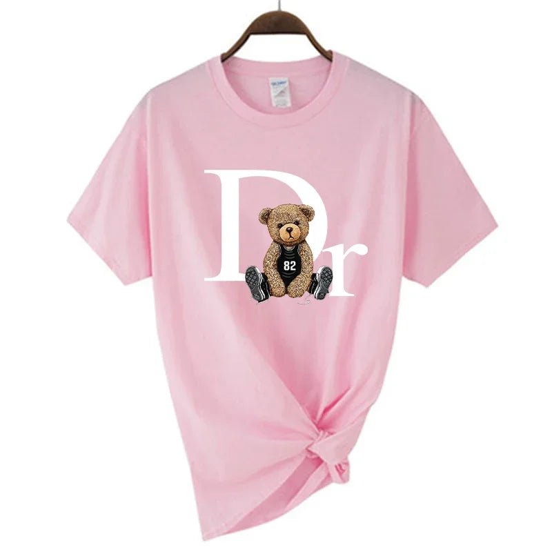 Luxury Bear Print Graphic T-shirt – Women’s Summer Fashion - CasualFlowshop