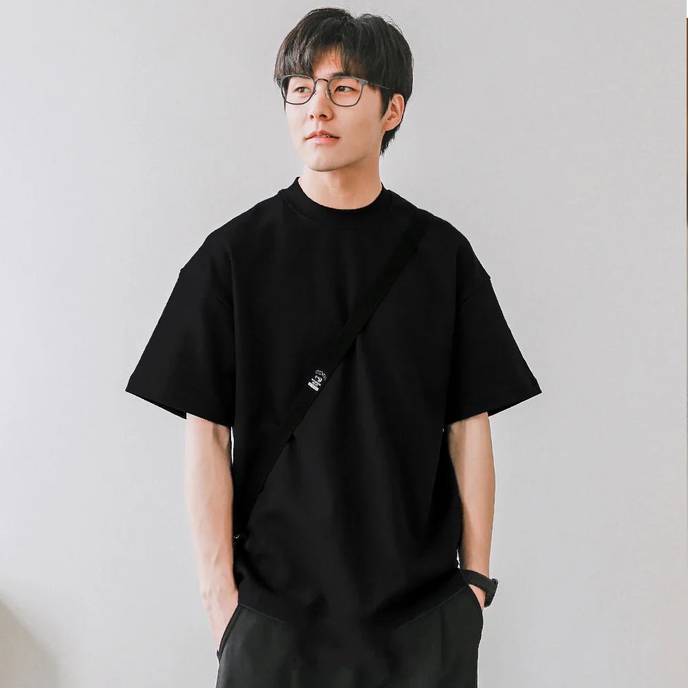 Heavyweight Cotton Tee for Men – Solid Color 350gsm T-Shirt - CasualFlowshop