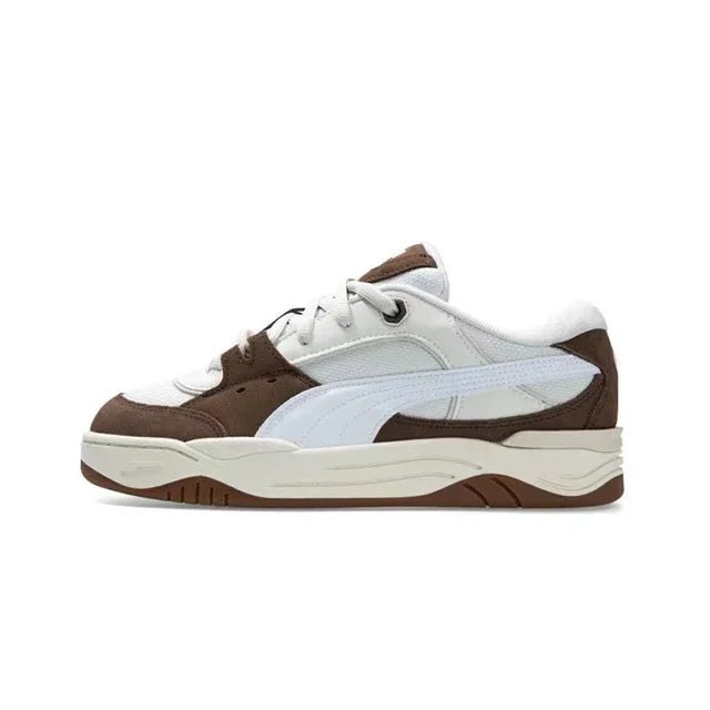 PUMA 180 Retro Leather Anti-Slip Board Shoes in stylish tan leather for skateboarding and casual use.