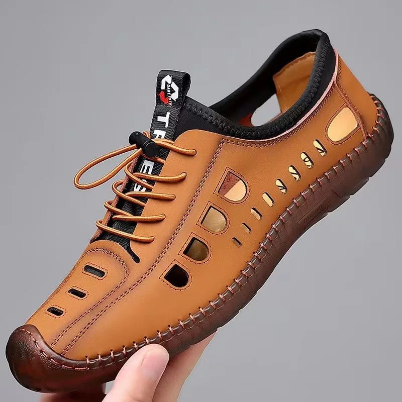 Men's Summer Casual Sandals – Breathable Hollow-Out Flat Shoes - CasualFlowshop