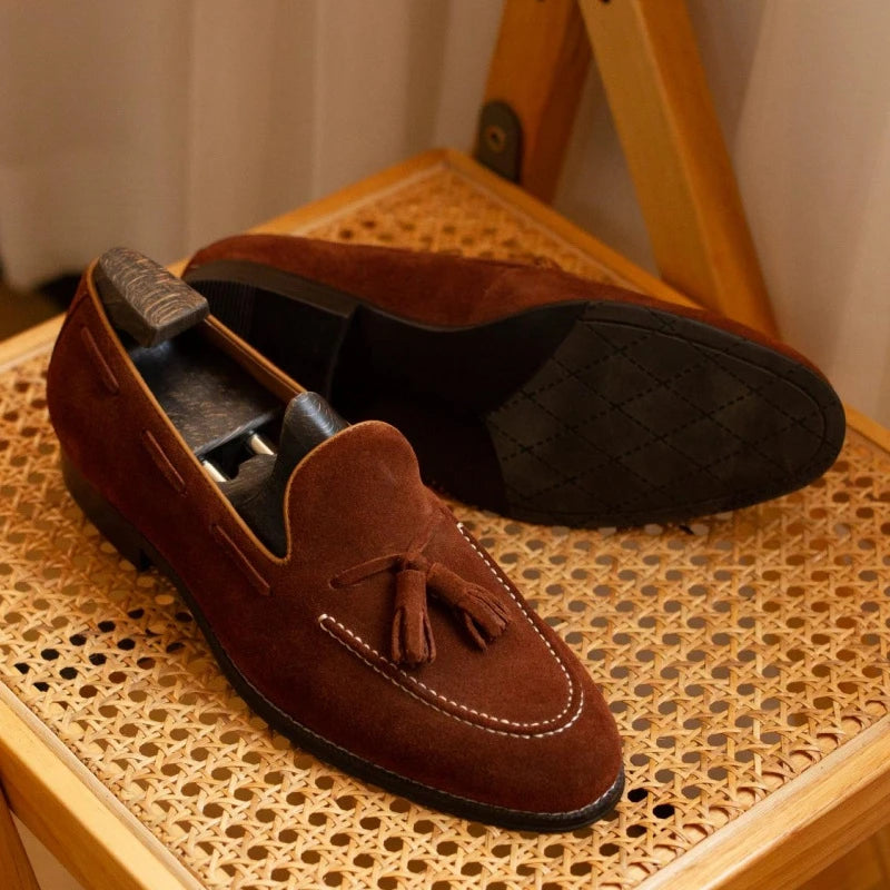 Men's Genuine Leather Loafers  in brown color - At casualflowshop