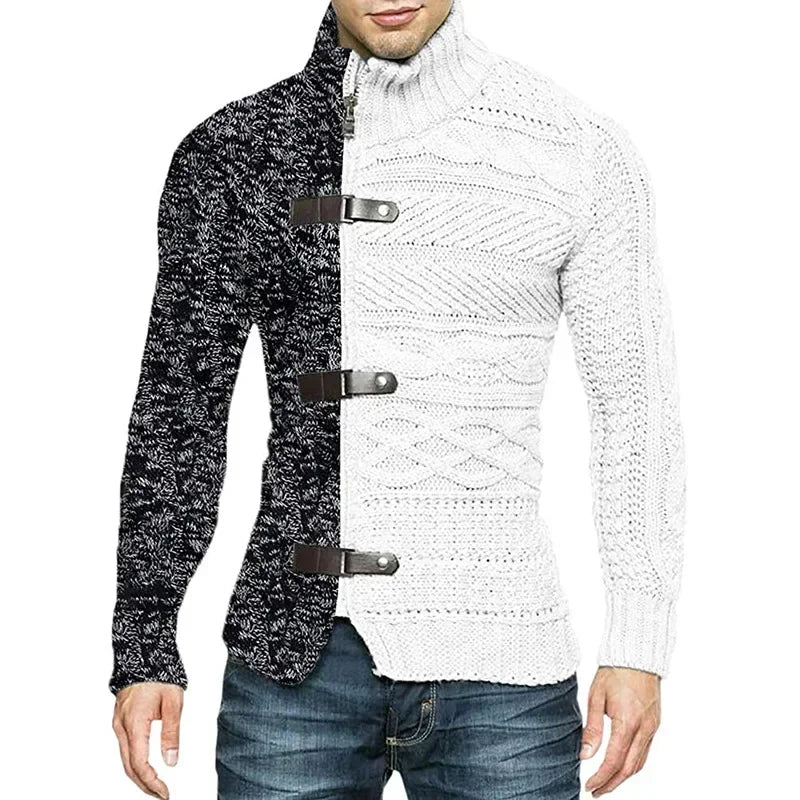 
Men's Asymmetric Knit Sweater Coat Grey - At Casualflowshop