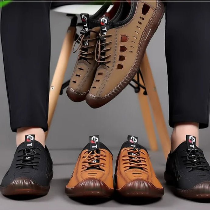 Men's Summer Casual Sandals – Breathable Hollow-Out Flat Shoes - CasualFlowshop