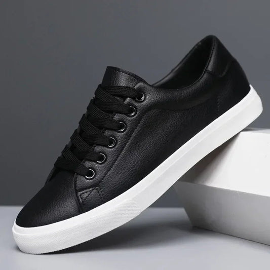 Men's PU Leather Skate Shoes with Cushioned Insole and Grippy PVC Outsole - CasualFlowshop