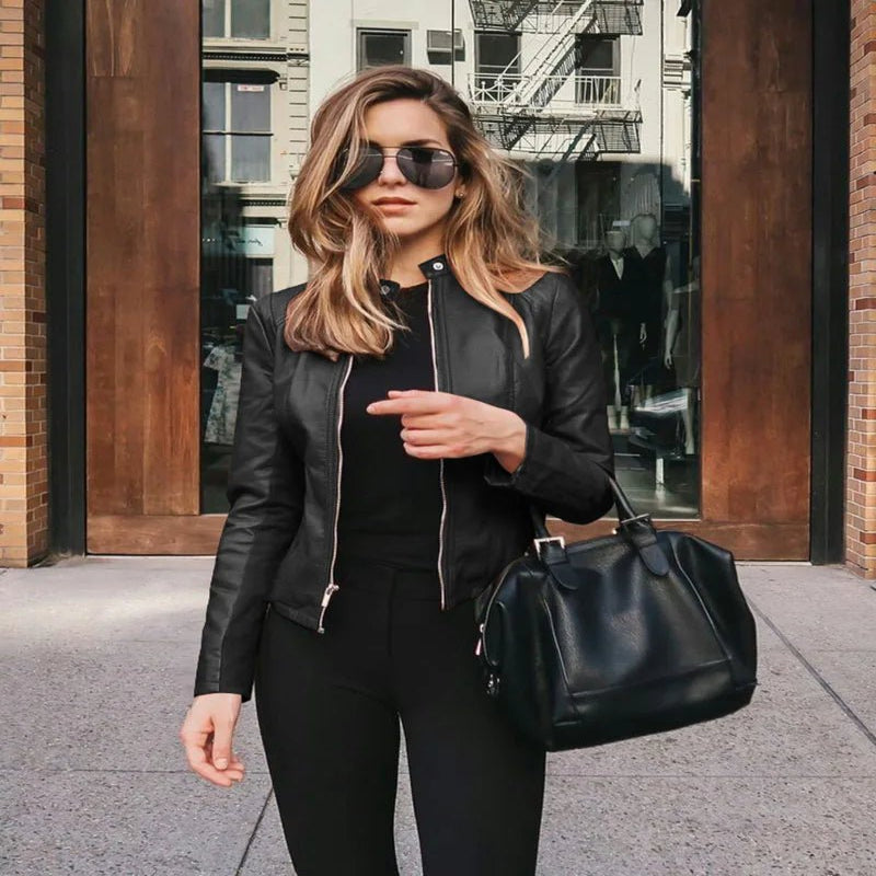 Women’s Urban PU Leather Jacket – Sleek Y2K Street Look - CasualFlowshop