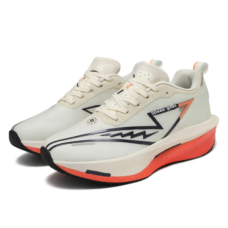 Unisex carbon plate running shoes in orange  – lightweight non-slip design