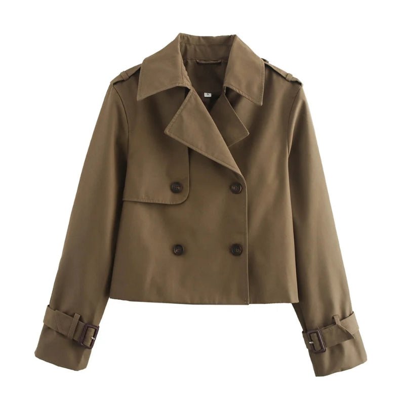 Women’s Cropped Trench Coat – Elegant Short Jacket for Autumn & Winter - CasualFlowshop