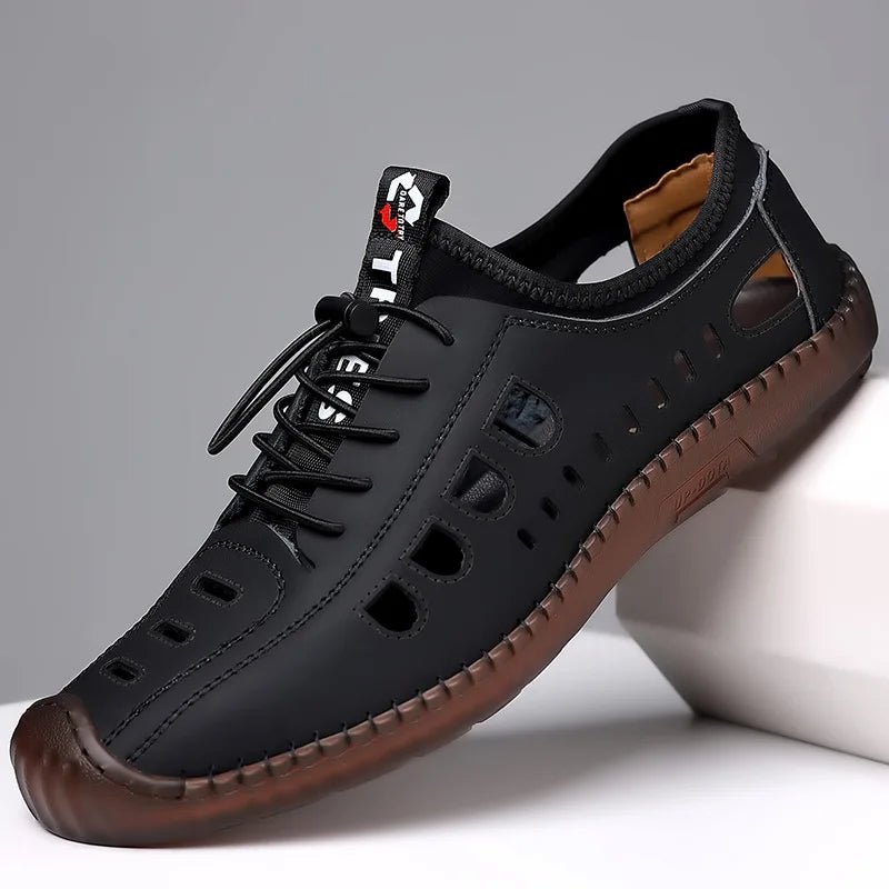 Men's Summer Casual Sandals – Breathable Hollow-Out Flat Shoes - CasualFlowshop
