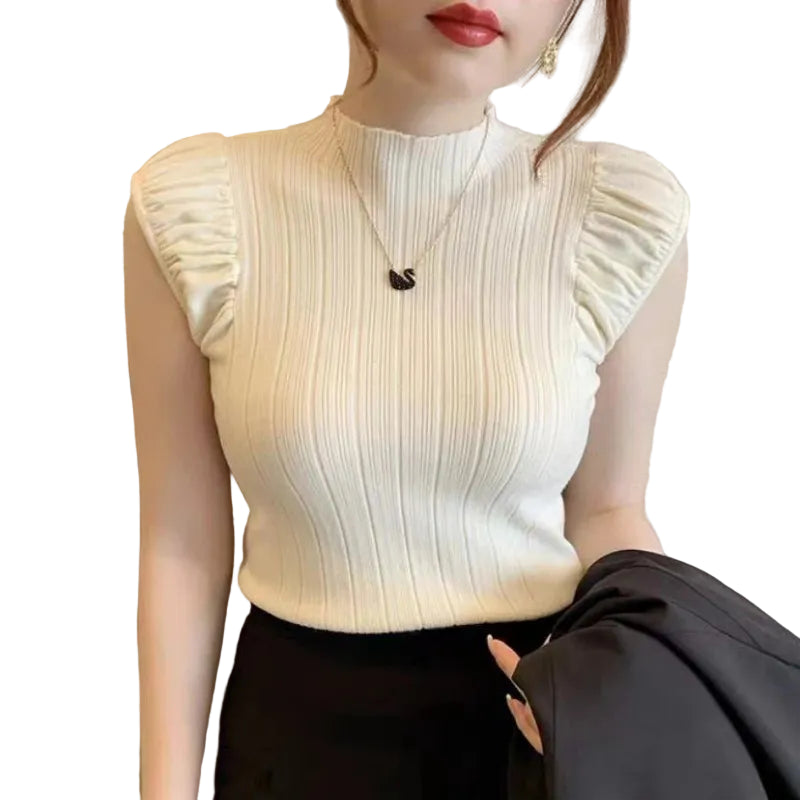 Women's Ribbed High-Neck Tank Top  - At Casualflowshop