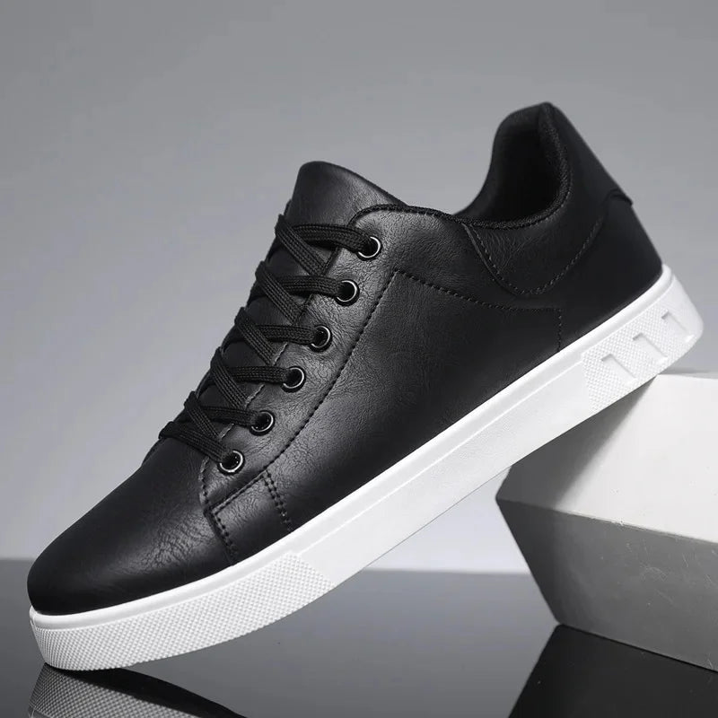 Men's PU Leather Skate Shoes with Cushioned Insole and Grippy PVC Outsole - CasualFlowshop