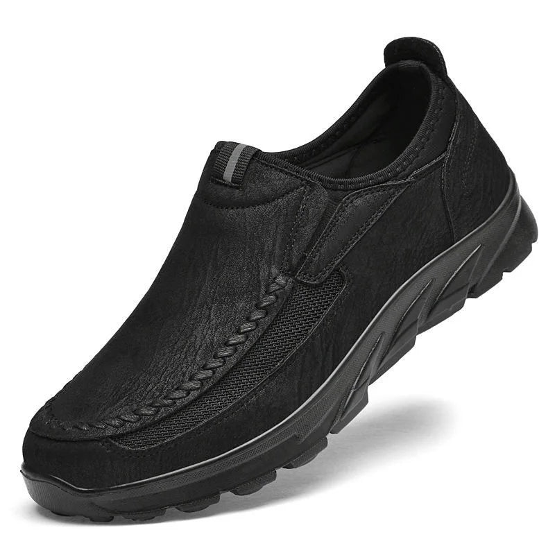Men's Breathable Slip-On Loafer Sneakers Black Color At Casualflowshop