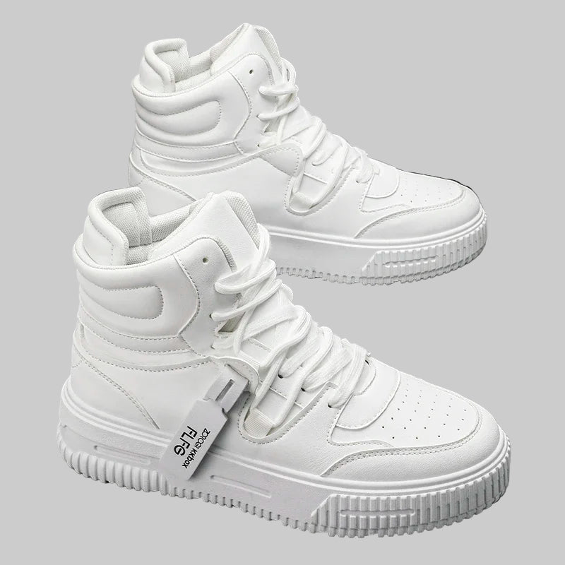 Women's high-top street sneakers in white – stylish, breathable, and non-slip casual shoes