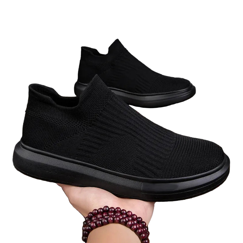 Men’s Black Mesh Slip-On Shoes - At Casualflowshop