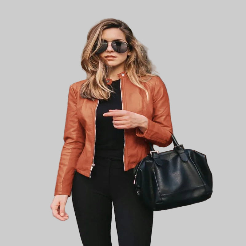 Women’s Urban PU Leather Jacket – Sleek Y2K Street Look - CasualFlowshop