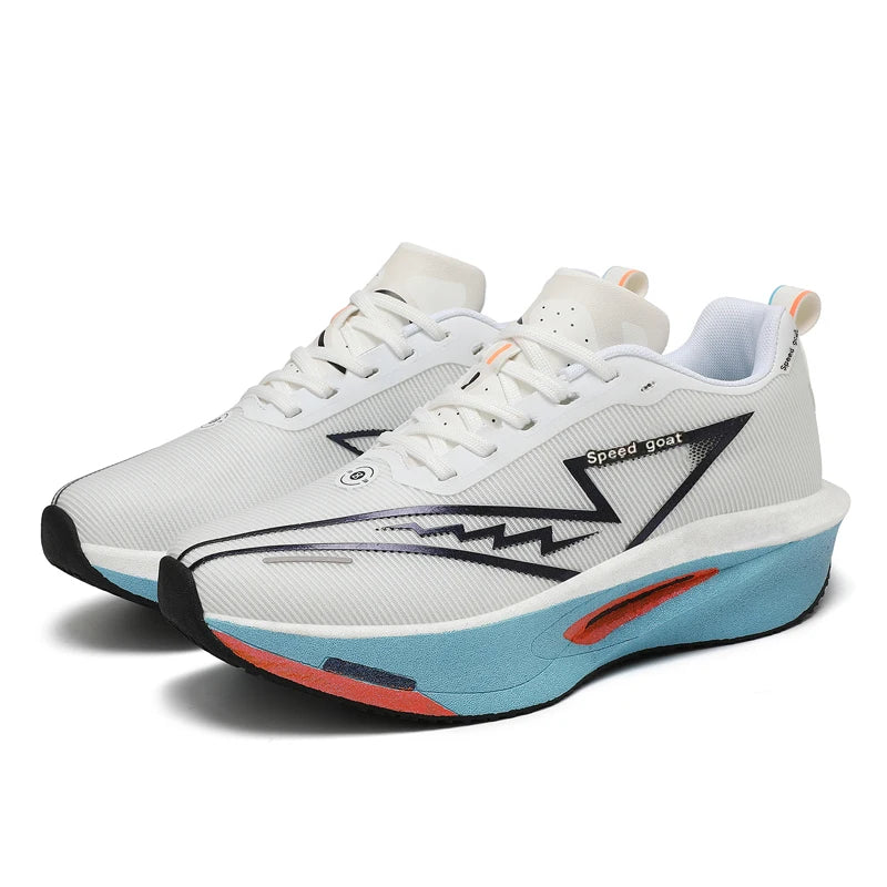 Unisex carbon plate running shoes in White – lightweight non-slip design