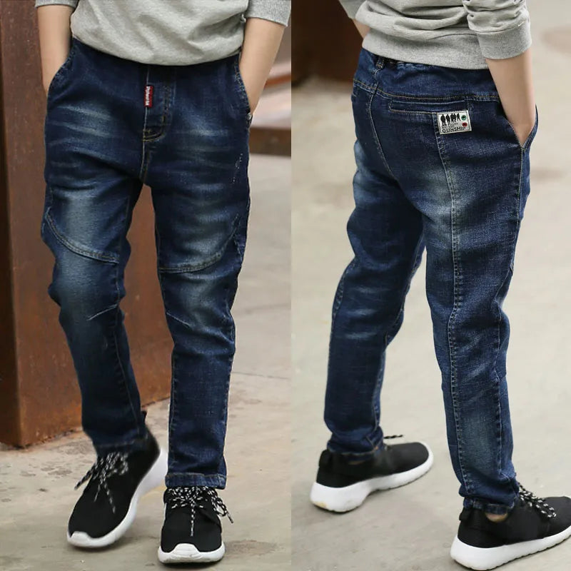 Kids boys jeans 4-11 years – slim fit, elastic waist, durable denim, perfect for everyday wear and comfort.