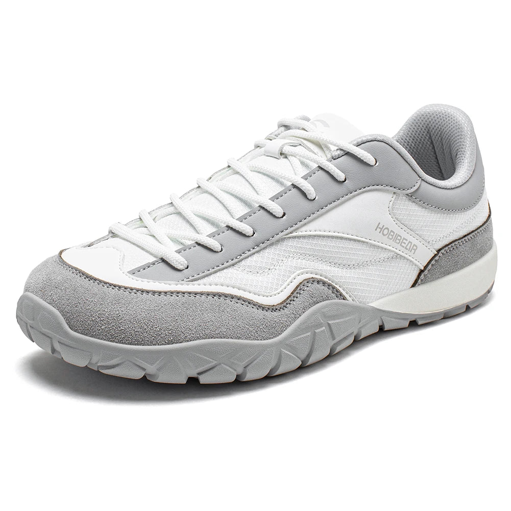HOBIBEAR wide toe box hiking shoes in Gray and White – non-slip trail running sneakers