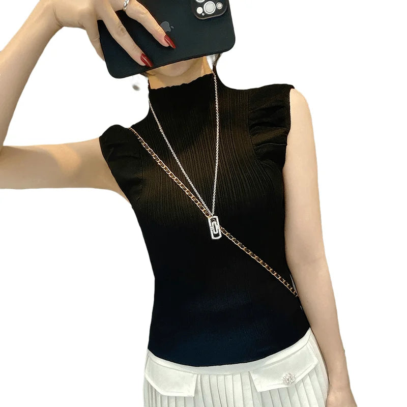 Women's Ribbed High-Neck Tank Top  - At Casualflowshop