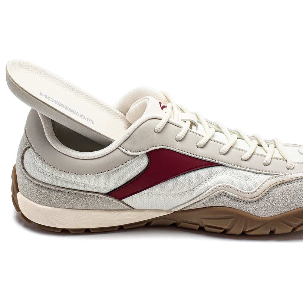 HOBIBEAR wide toe box hiking shoes in White and Red – non-slip trail running sneakers