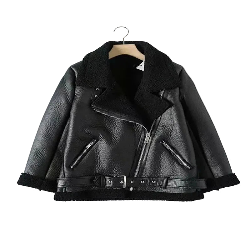 Women’s Shearling Leather Coat – Faux Fur Winter Jacket with Soft Lining - CasualFlowshop