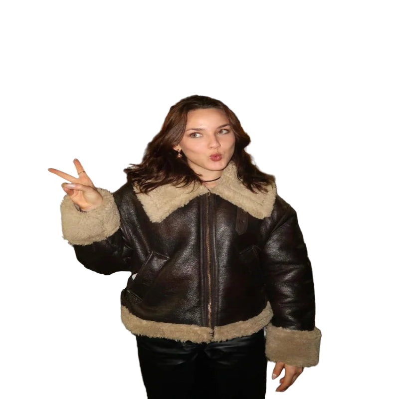Luxury Winter Elegance: Women's Faux Leather Jacket for Stylish Comfort - CasualFlowshop