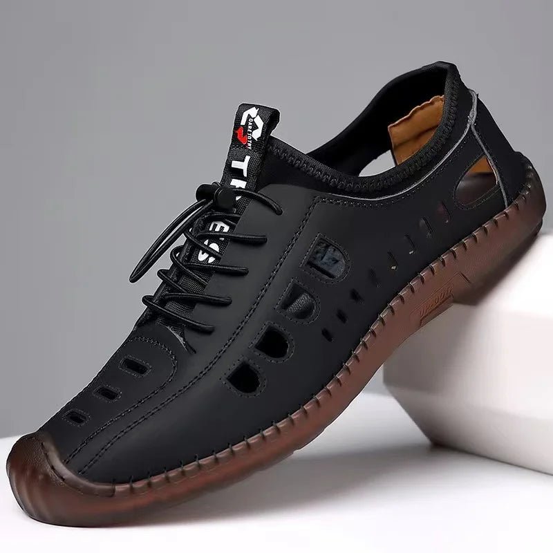 Men's Summer Casual Sandals – Breathable Hollow-Out Flat Shoes - CasualFlowshop