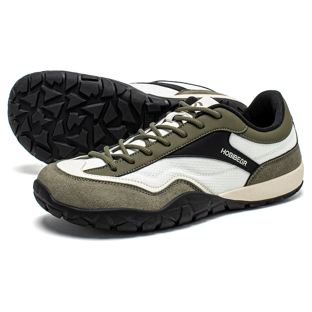 HOBIBEAR wide toe box hiking shoes in Green and White – non-slip trail running sneakers