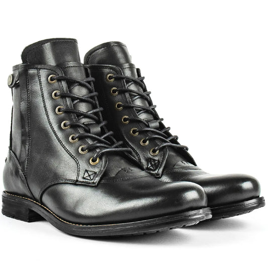 Image of Luxury Italian men's boots in black leather - casualflowshop