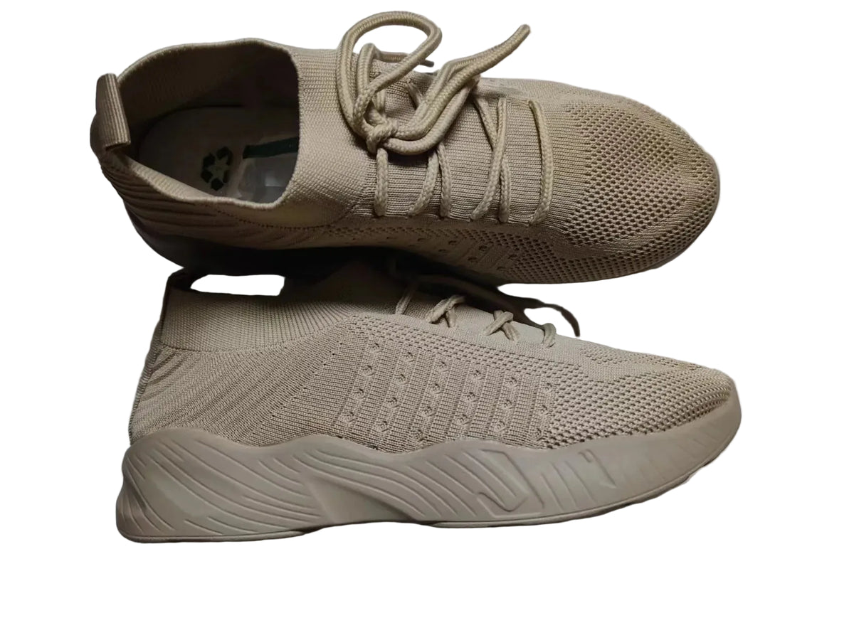 Women's Khaki mesh sneakers with matching laces and textured soles at Casual Flow Shop