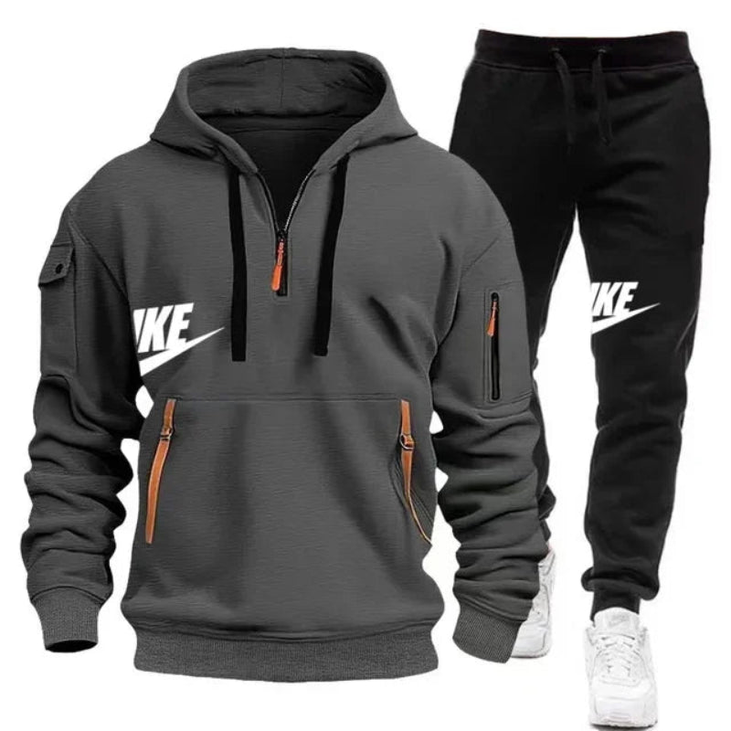 Men's Casual Jogger Sportswear Set – Multi-Pocket Hoodie & Sweatpants - CasualFlowshop
