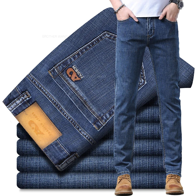 Men's straight-leg jeans in stretch cotton-blend denim at Casual Flow Sho