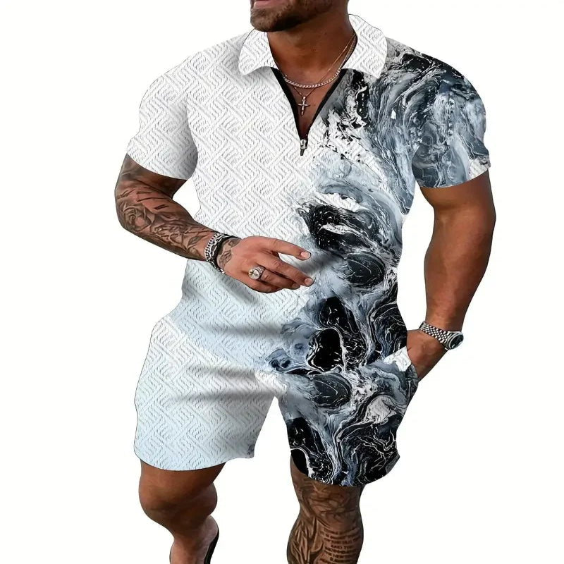 Men's Casual Beach Shorts Set – Lightweight 2 - Piece Outfit for Summer Comfort and Style - CasualFlowshop