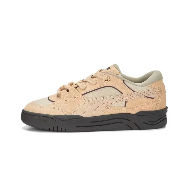 PUMA 180 Retro Leather Anti-Slip Board Shoes in stylish tan leather for skateboarding and casual use.