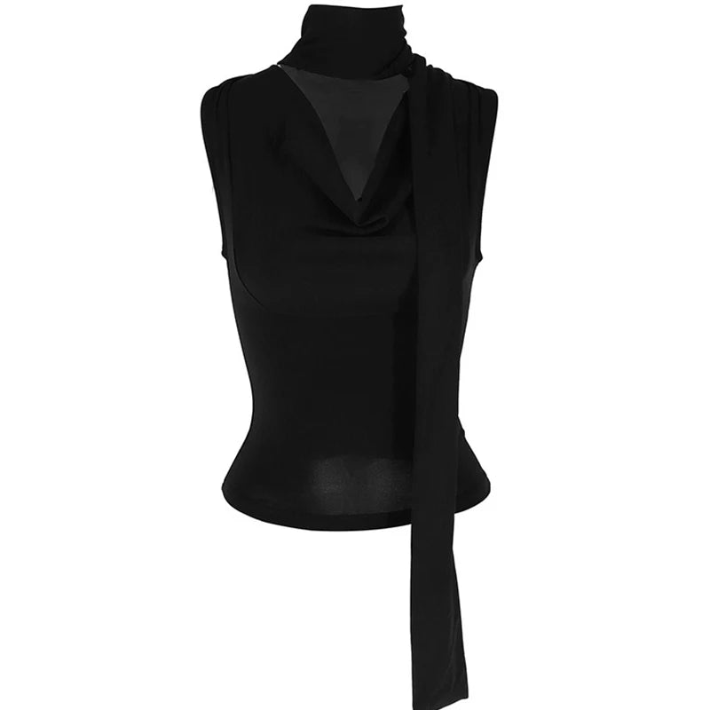Black Women's V-Neck Knit Tank Top - At Casual Flow Shop