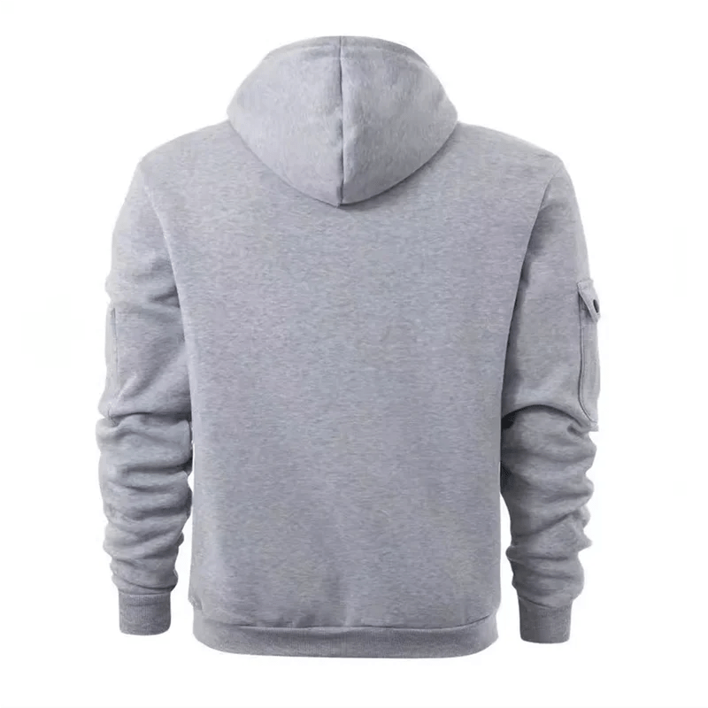 Hooded Cardigan Sweater Mens – Light Winter Zip Jacket Gray 