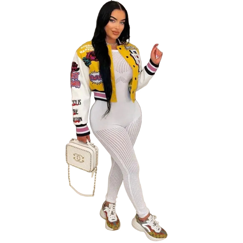 women varsity letter jacket retro streetwear