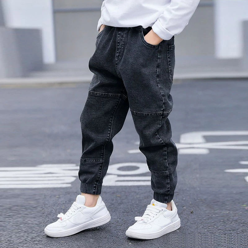 Kids boys jeans 4-11 years – slim fit, elastic waist, durable denim, perfect for everyday wear and comfort.