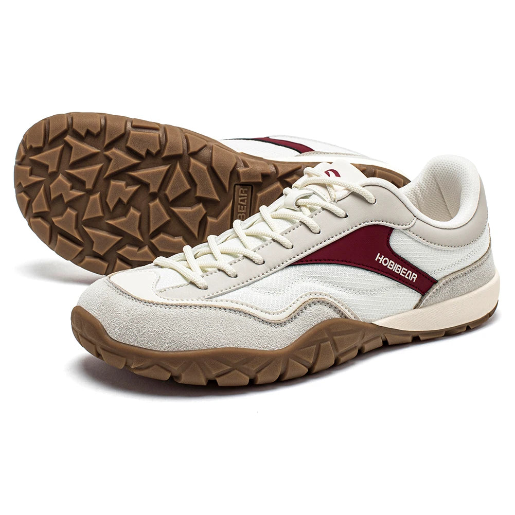 HOBIBEAR wide toe box hiking shoes in White and Brown – non-slip trail running sneakers