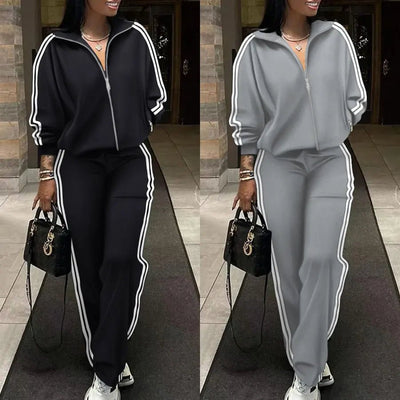 Wear Tracksuit To The Party – Women's Striped 2-Piece Set