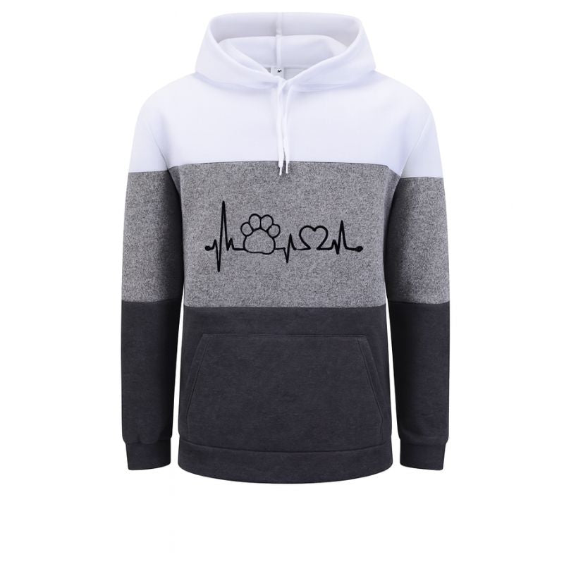 Women’s Color Block Hoodie – Cute Paw Heartbeat - CasualFlowshop