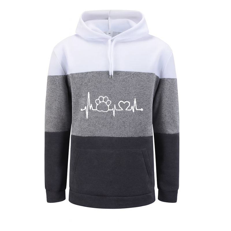 Women’s Color Block Hoodie – Cute Paw Heartbeat - CasualFlowshop